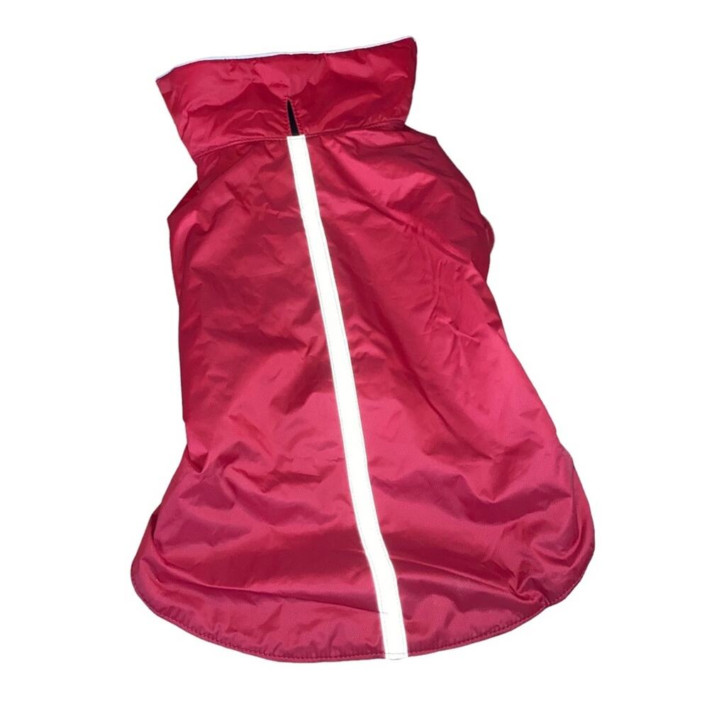 Large Dog Coat Red Lightweight Rain Jacket Reflective Strip Adjustable Pet